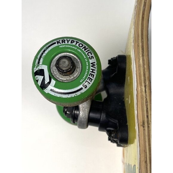 KRYPTONICS 22"x5.75" Locker Board SKATEBOARD Yellow Blue Skull 50mm Wheels - Picture 9 of 10